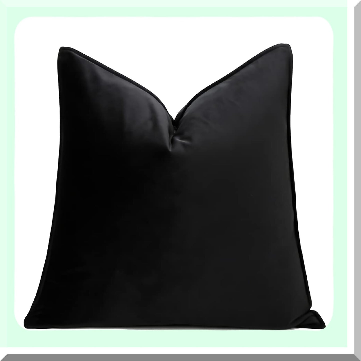 Velvet Black 20x20 Inch Pillow Cover - Soft Cushion for Couch Sofa Bedroom Living Room Outdoor - Decorative Throw with 1cm Stitching Frame