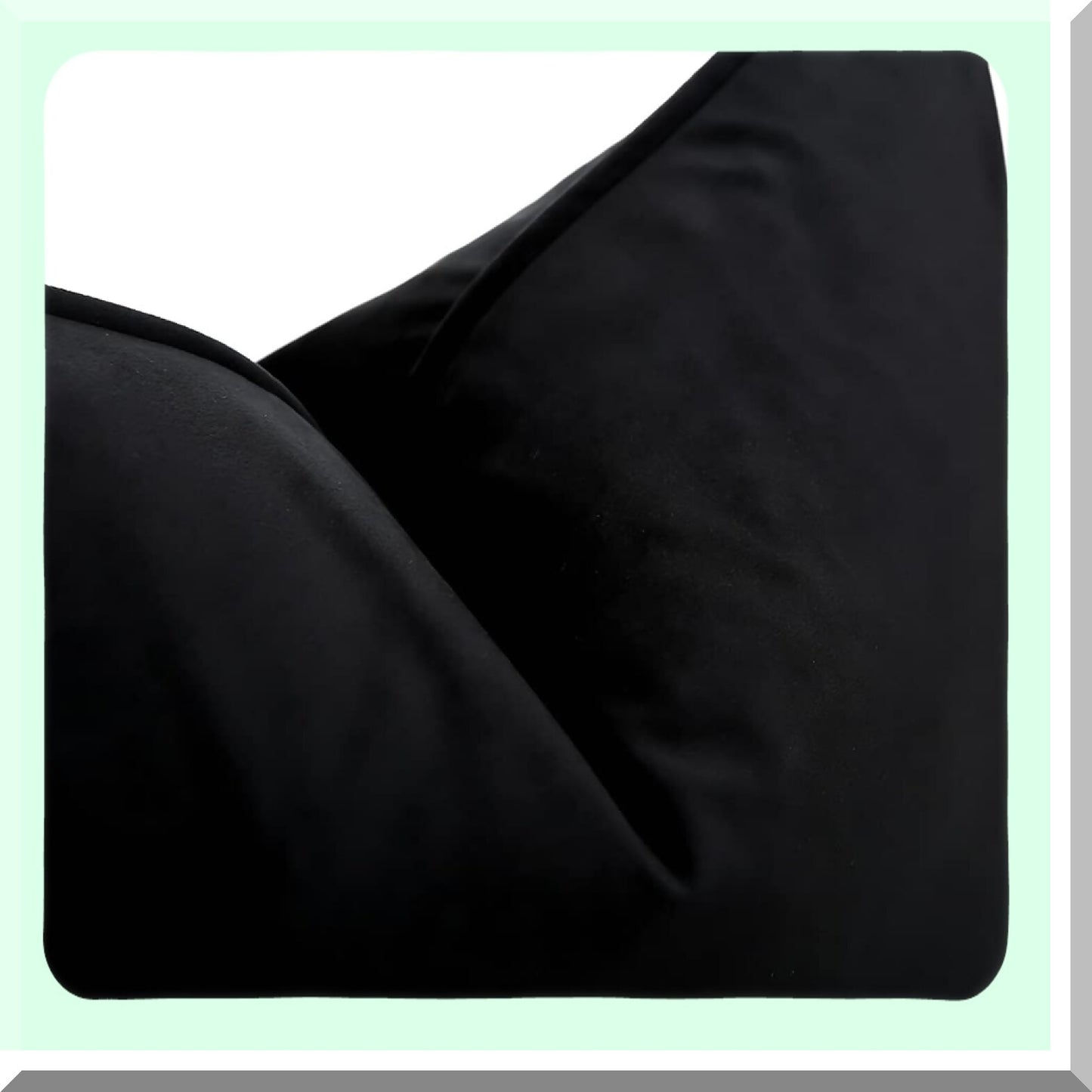 Velvet Black 20x20 Inch Pillow Cover - Soft Cushion for Couch Sofa Bedroom Living Room Outdoor - Decorative Throw with 1cm Stitching Frame