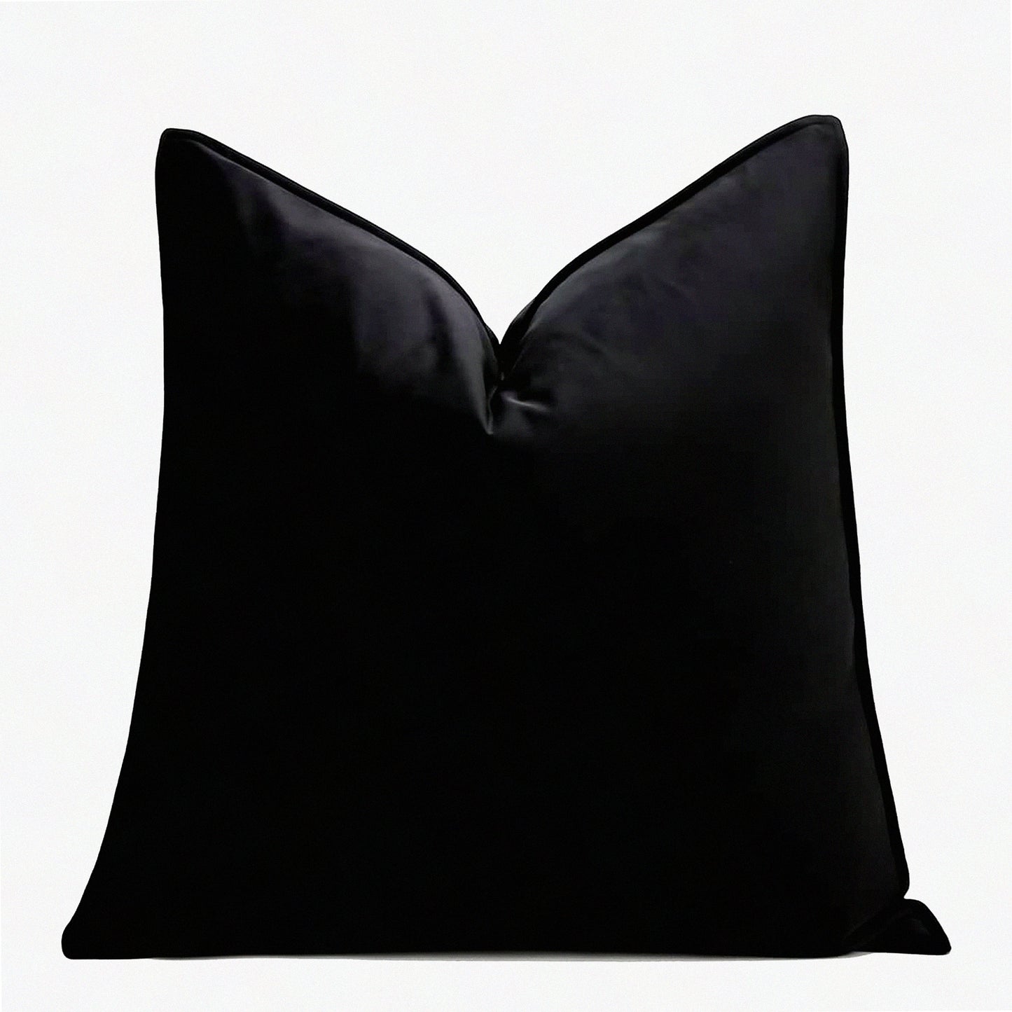 Velvet Black 20x20 Inch Pillow Cover - Soft Cushion for Couch Sofa Bedroom Living Room Outdoor - Decorative Throw with 1cm Stitching Frame