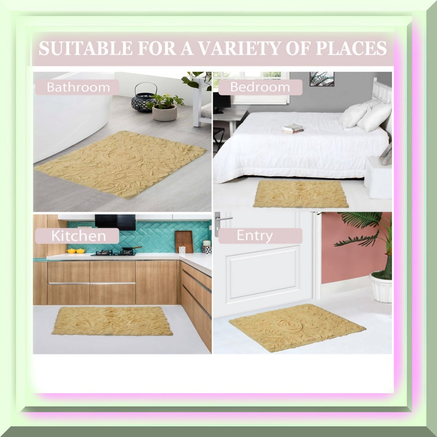 100% Cotton Bath Rug 24x40 Yellow