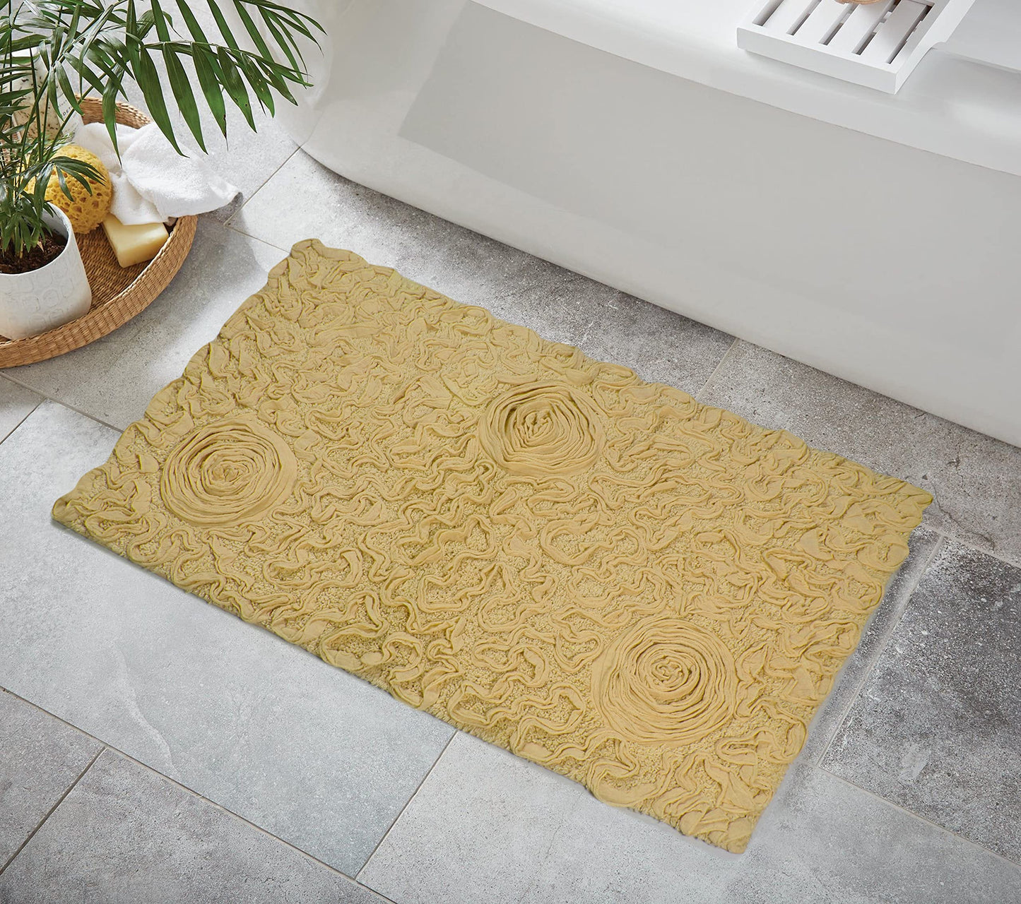 100% Cotton Bath Rug 24x40 Yellow