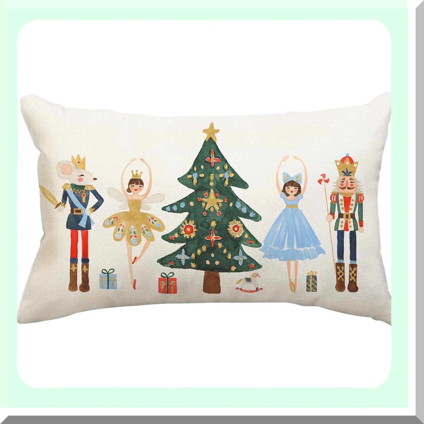 Winter Wonderland Nutcracker Pillow Cover - Festive Holiday Party Decor for Sofa Couch - 12x20 Inch Cushion Case