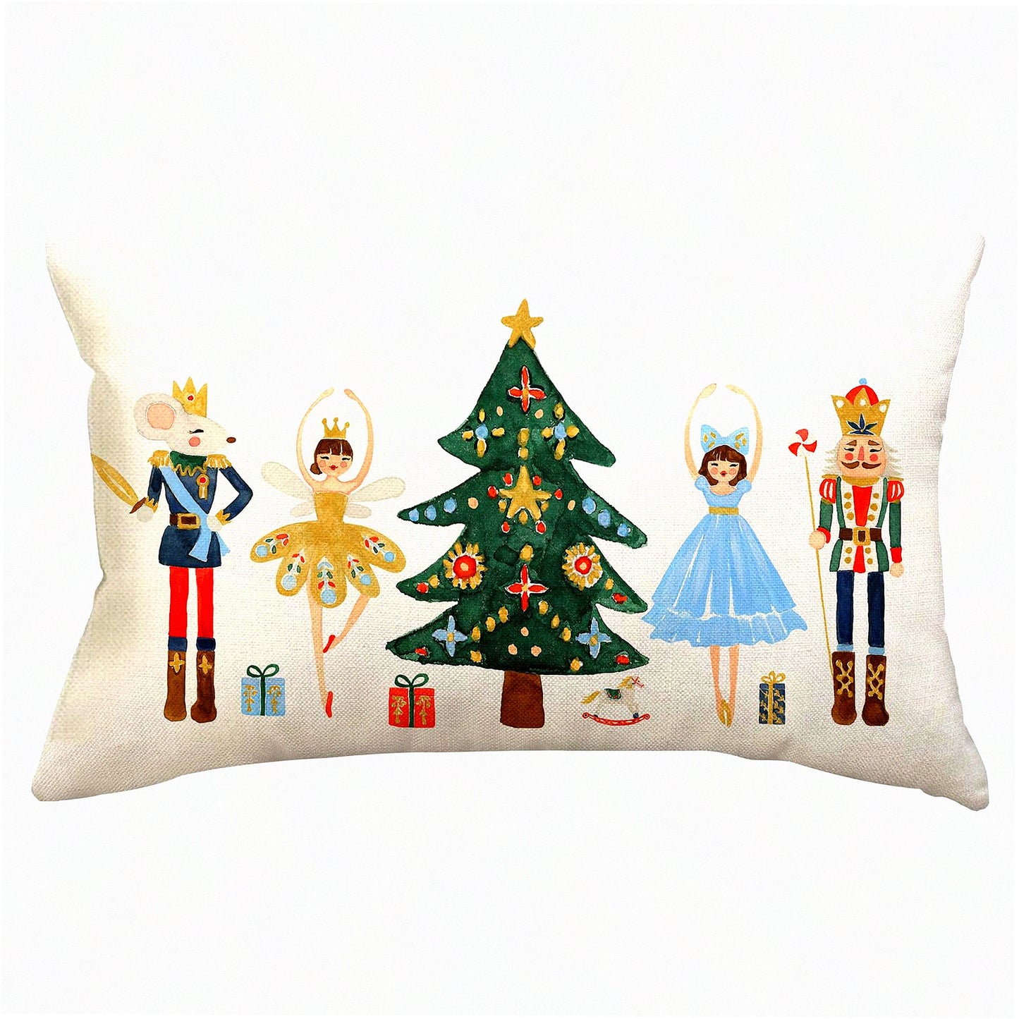 Winter Wonderland Nutcracker Pillow Cover - Festive Holiday Party Decor for Sofa Couch - 12x20 Inch Cushion Case