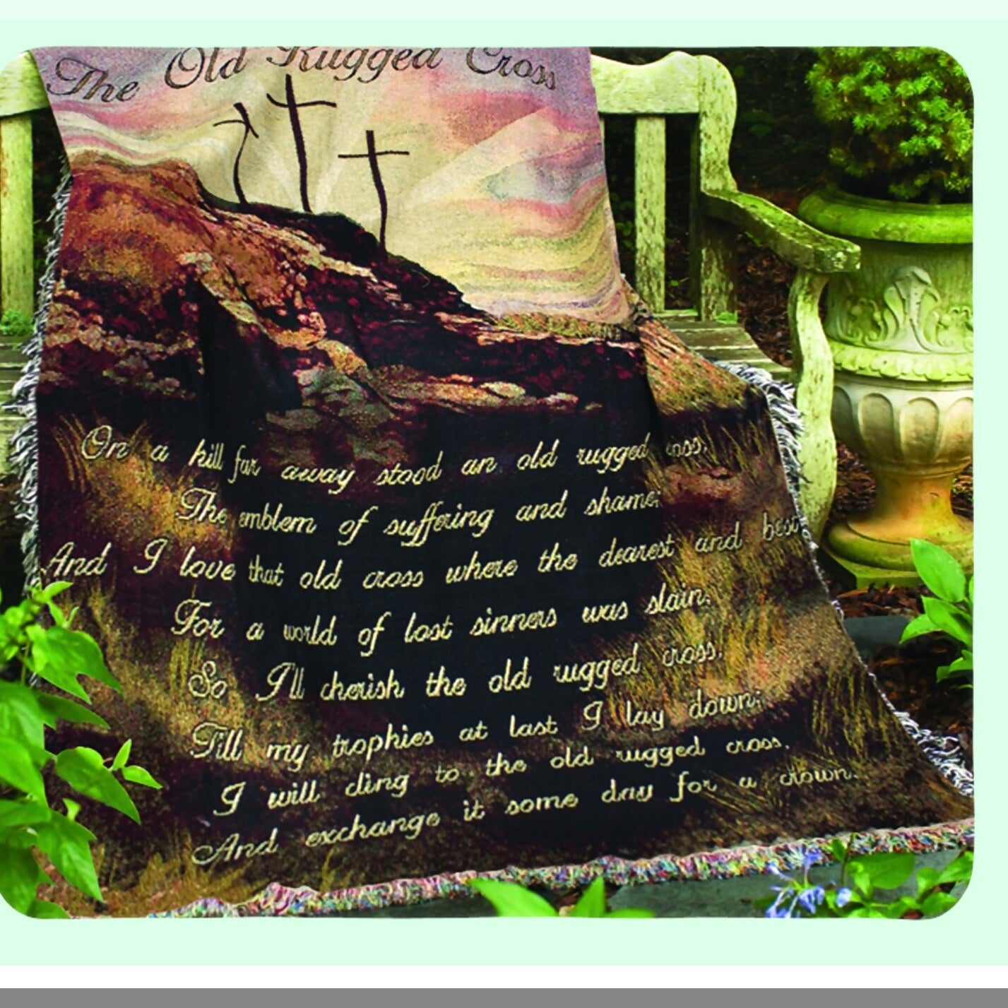 Heritage Comfort: Old Rugged Cross 50x60-Inch Inspirational Tapestry Throw