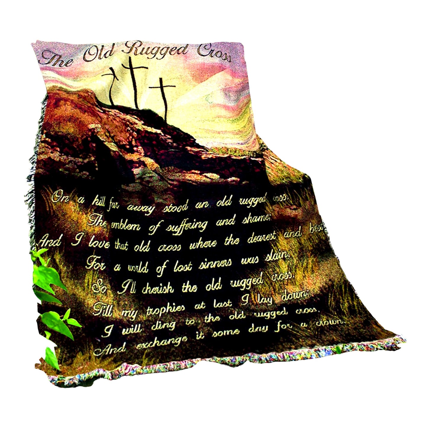 Heritage Comfort: Old Rugged Cross 50x60-Inch Inspirational Tapestry Throw