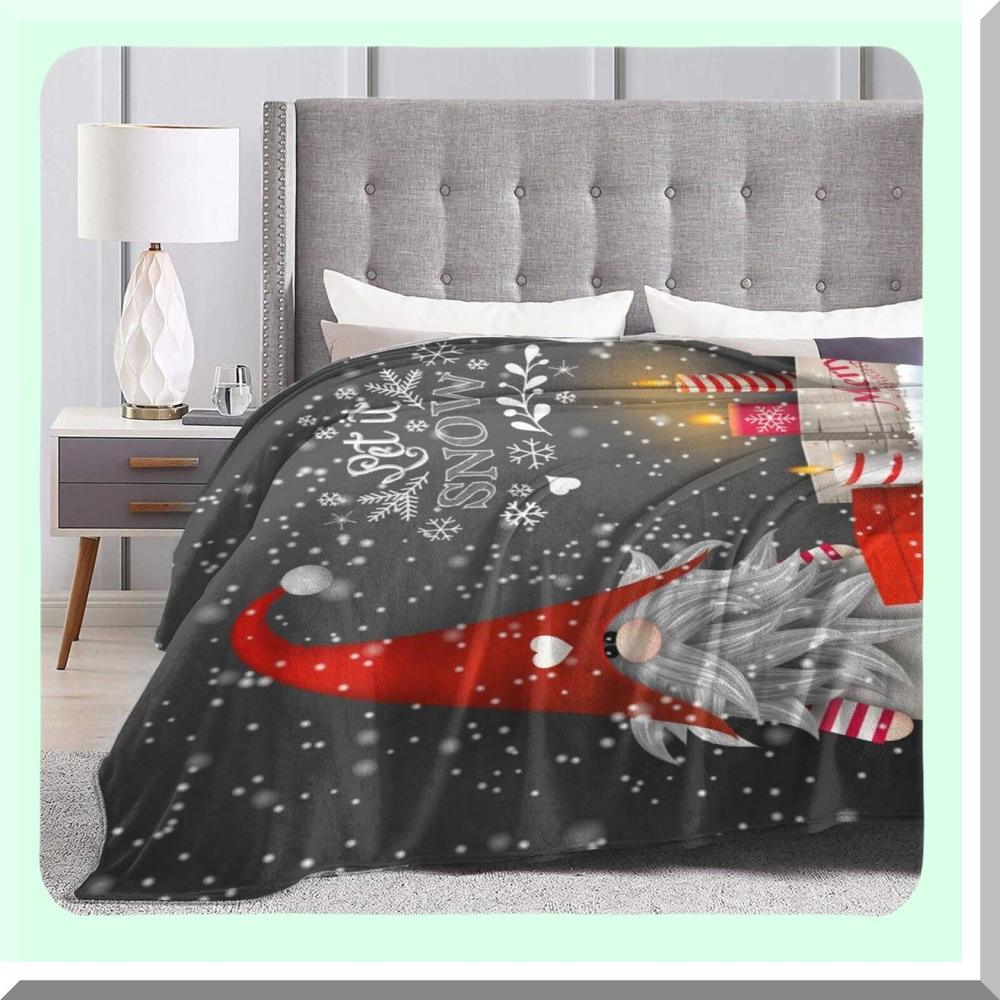 CozyGnome Flannel Fleece Throw - Super Soft Winter Snowflake Blanket for Sofa, Couch, Chair - 50"x40""