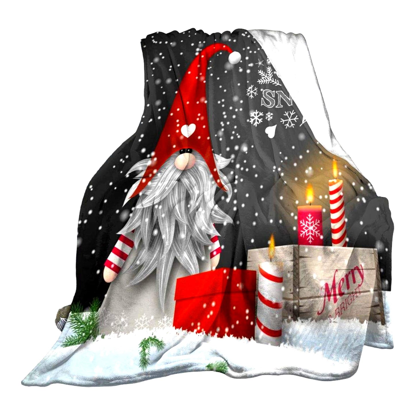 CozyGnome Flannel Fleece Throw - Super Soft Winter Snowflake Blanket for Sofa, Couch, Chair - 50"x40""