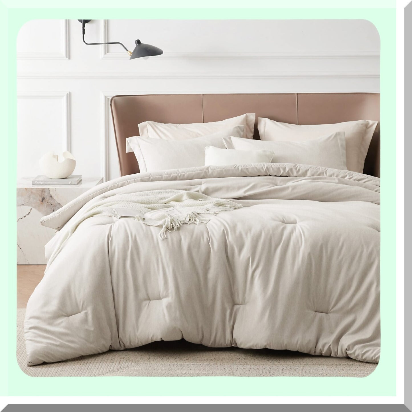 All Seasons Beige Comforter Set - Soft Cationic Dyed Bedding - 3 Piece Set (104"x90" Comforter, 2 Pillow Shams 20"x36"+2") - Size Comforter Set