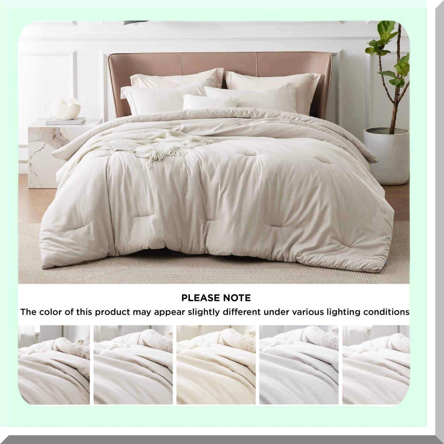 All Seasons Beige Comforter Set - Soft Cationic Dyed Bedding - 3 Piece Set (104"x90" Comforter, 2 Pillow Shams 20"x36"+2") - Size Comforter Set