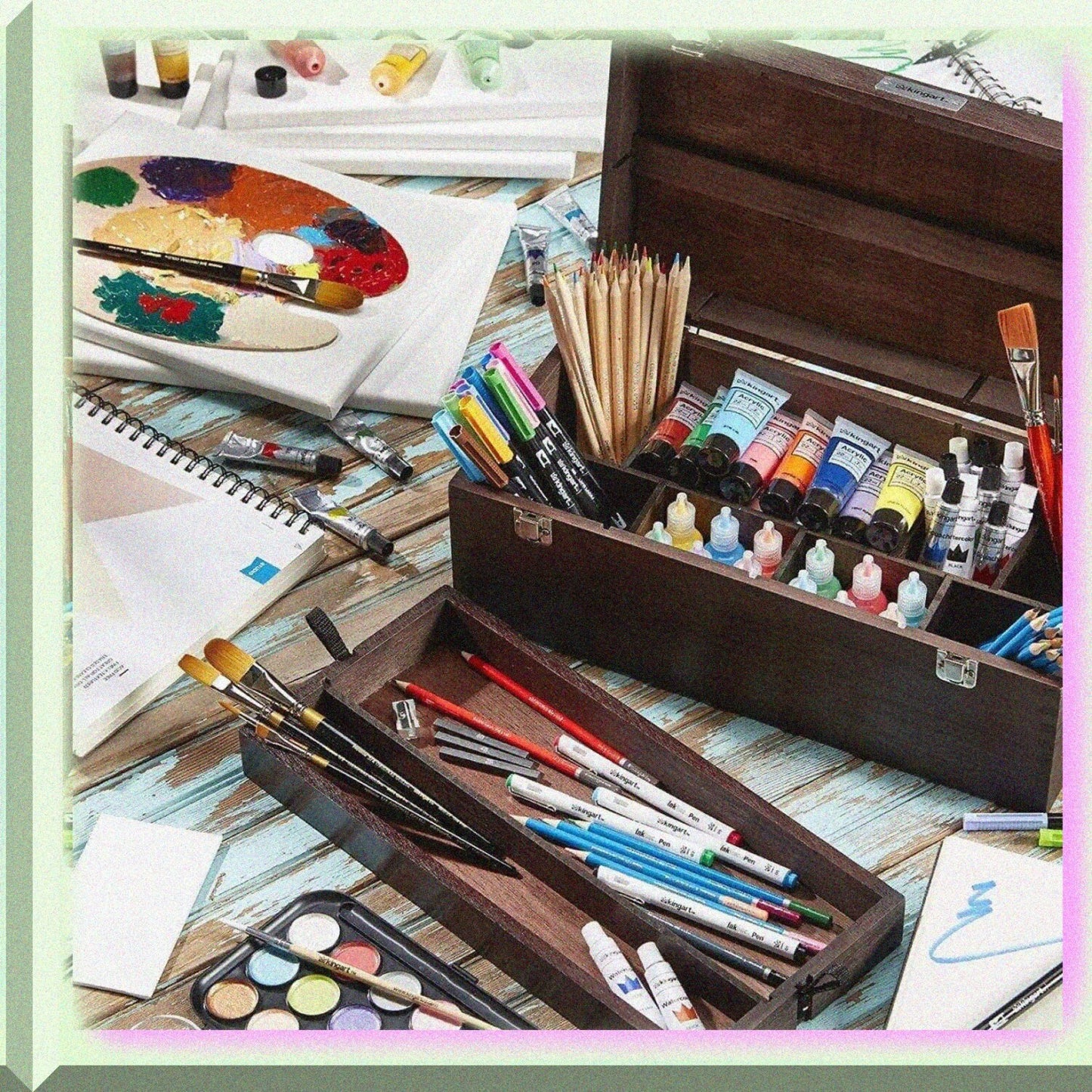 724 Wood Portable Storage Box Organizer with Drawer