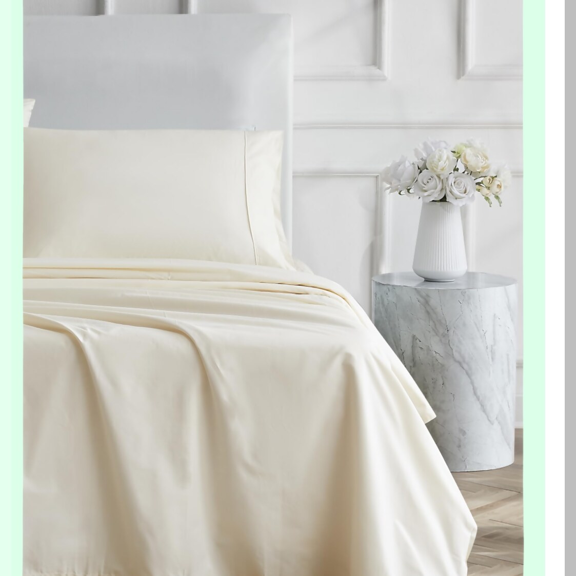 Ultimate Comfort 400 Thread Count Cotton Percale Sheet Set - Twin Size Luxury Bedding in Ivory - Soft, Breathable, and Durable Sheets for a Restful Sleep
