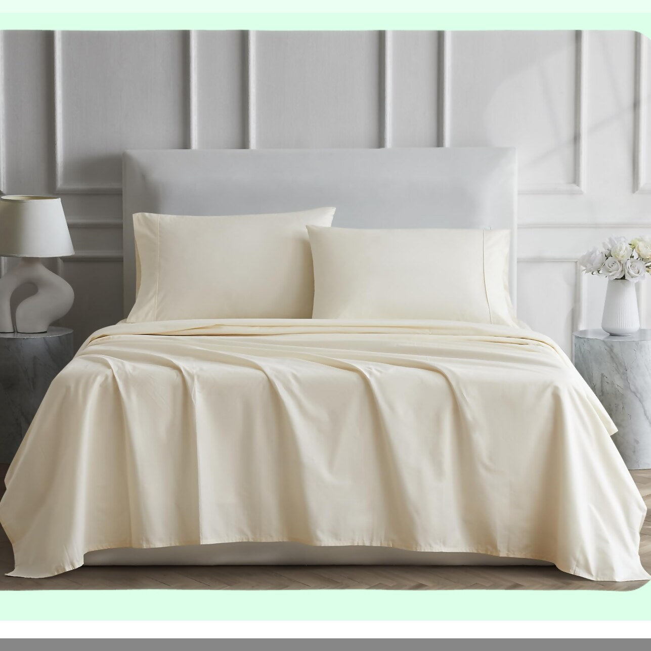 Ultimate Comfort 400 Thread Count Cotton Percale Sheet Set - Twin Size Luxury Bedding in Ivory - Soft, Breathable, and Durable Sheets for a Restful Sleep