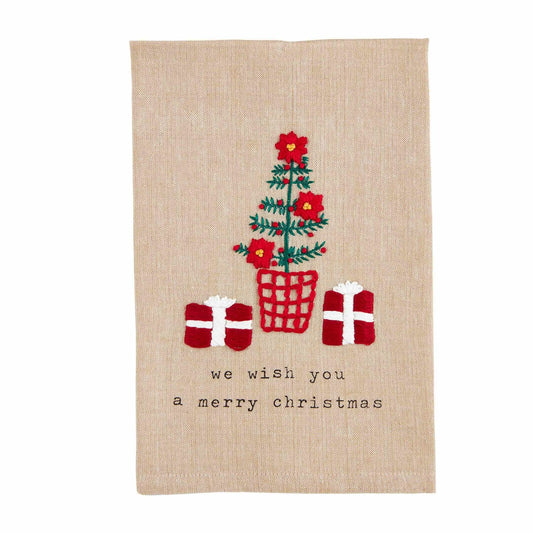 Tree Embroidered Cotton Hand Towel 14" x 21"