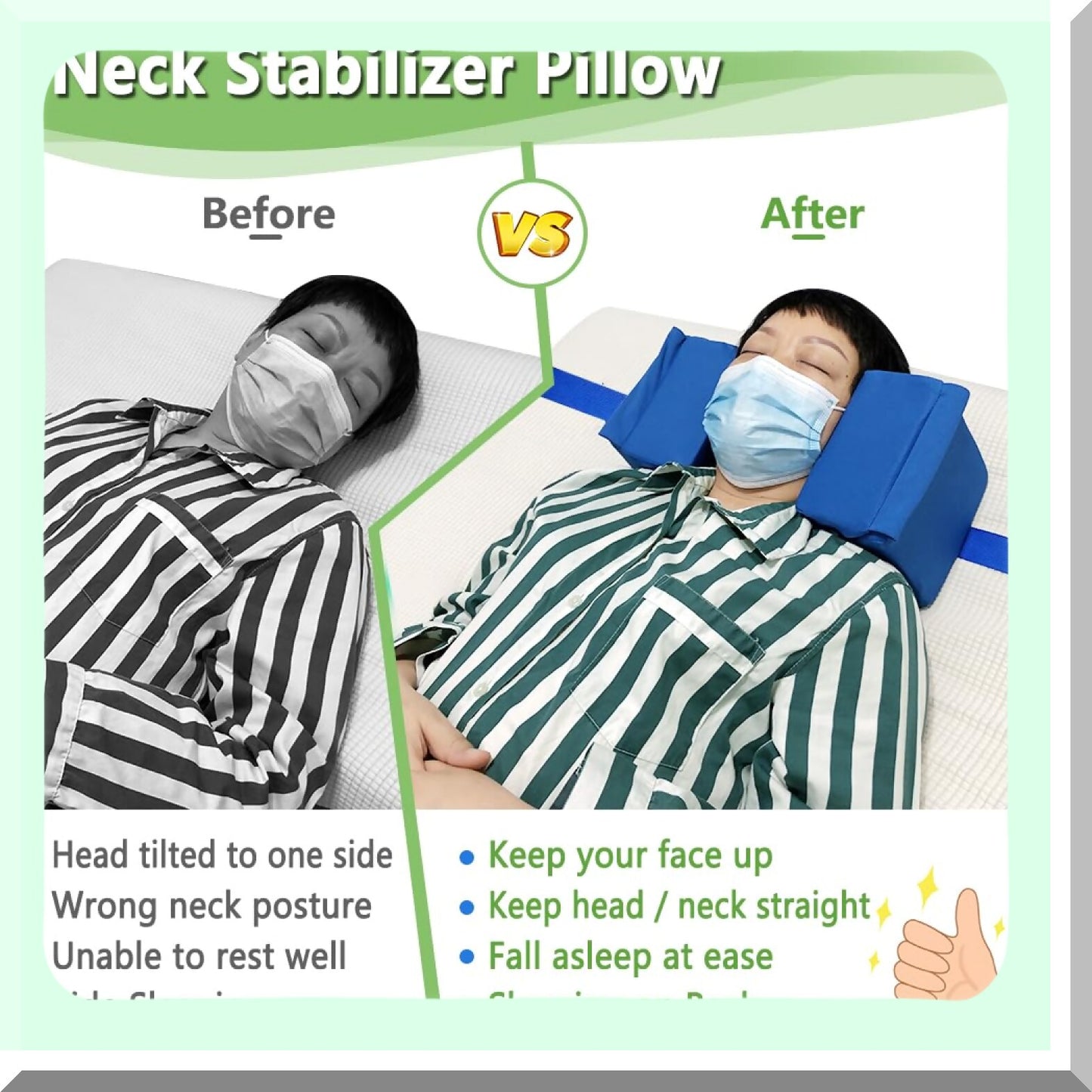 SleepEase Neck Support Wedge Pillow - Post Surgery Foam Recliner for Elderly & Disabled. Stabilize head position & improve sleep quality.