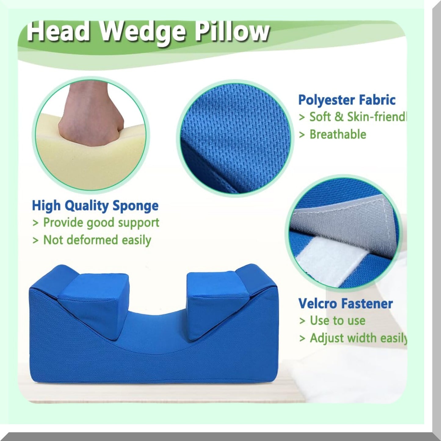 SleepEase Neck Support Wedge Pillow - Post Surgery Foam Recliner for Elderly & Disabled. Stabilize head position & improve sleep quality.
