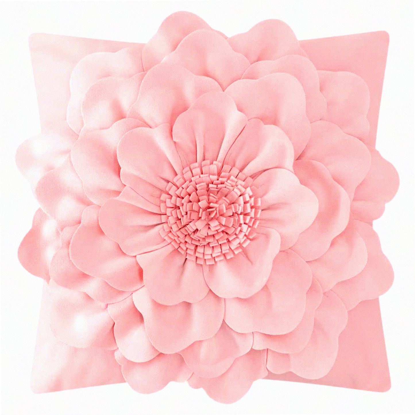 Colorful Bloom 3D Throw Pillow Cover - Aesthetic Square Pillowcase for Couch & Bed - Decorative Accent with Hidden Zipper - 18x18 Inch Pink - Living Room Décor