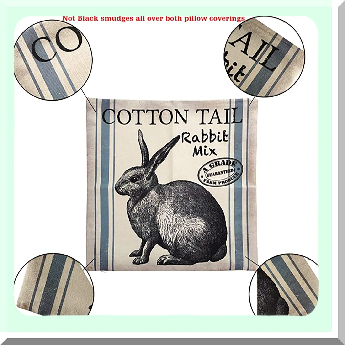 Retro Farmhouse Bunny Pillow Covers - Vintage Rabbit Feed Home Decor Cushion Case Set of 2 - 18" X 18" Throw Pillow Covers