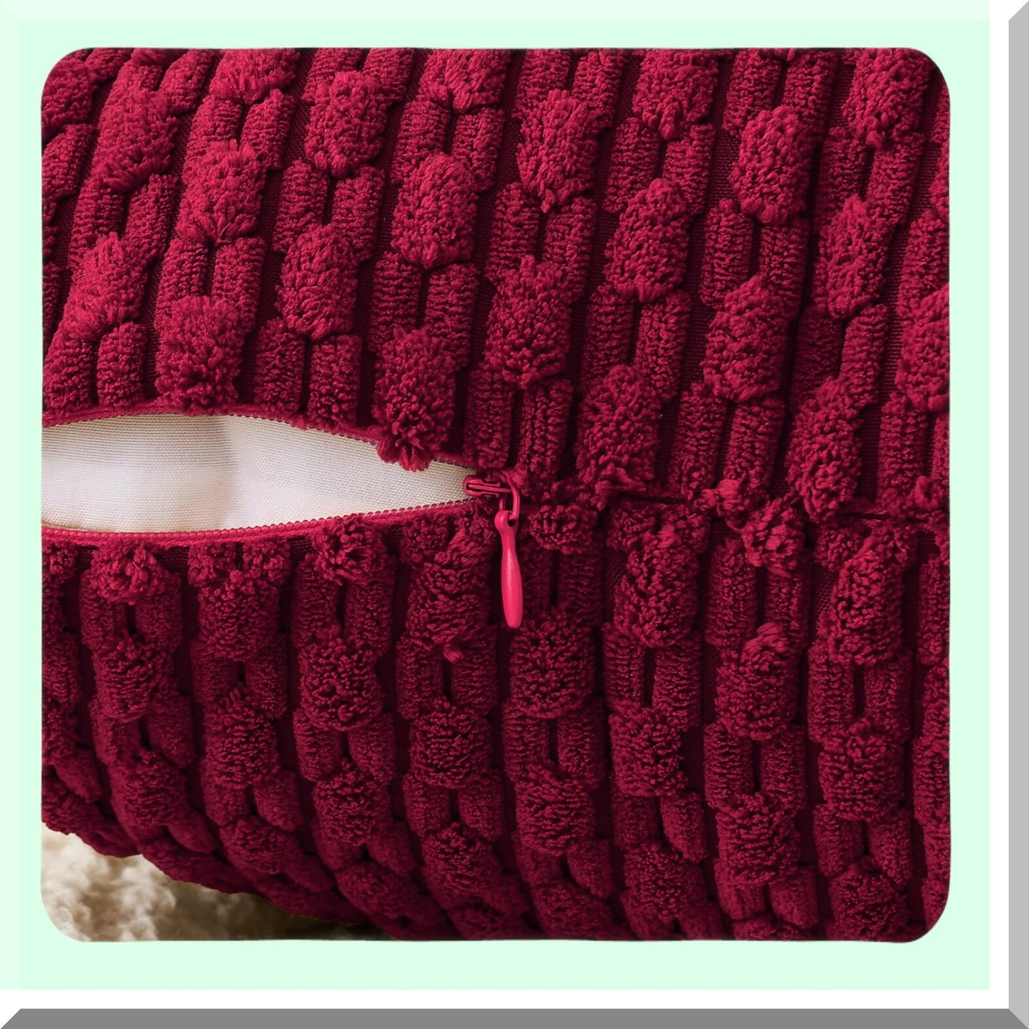 Corduroy Farmhouse Boho Pillow Covers - Set of 2 Decorative Cushion Covers for Couch, Bed, Sofa - Burgundy 12x20 Inch - Soft Home Decor for Living Room