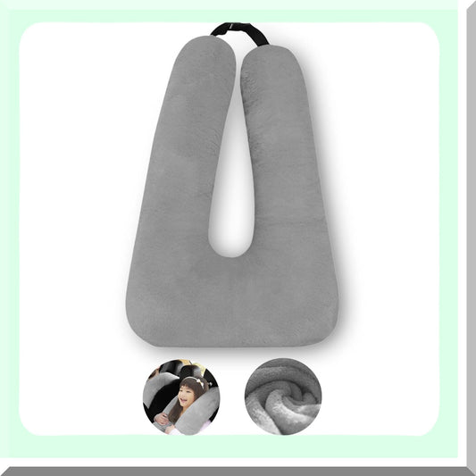 ComfortCradle Travel Pillow - Ultimate Support for Kids & Adults on Long Car Trips! U-Shaped Design, Removable Cover, Gray Color. Sleep in Style!