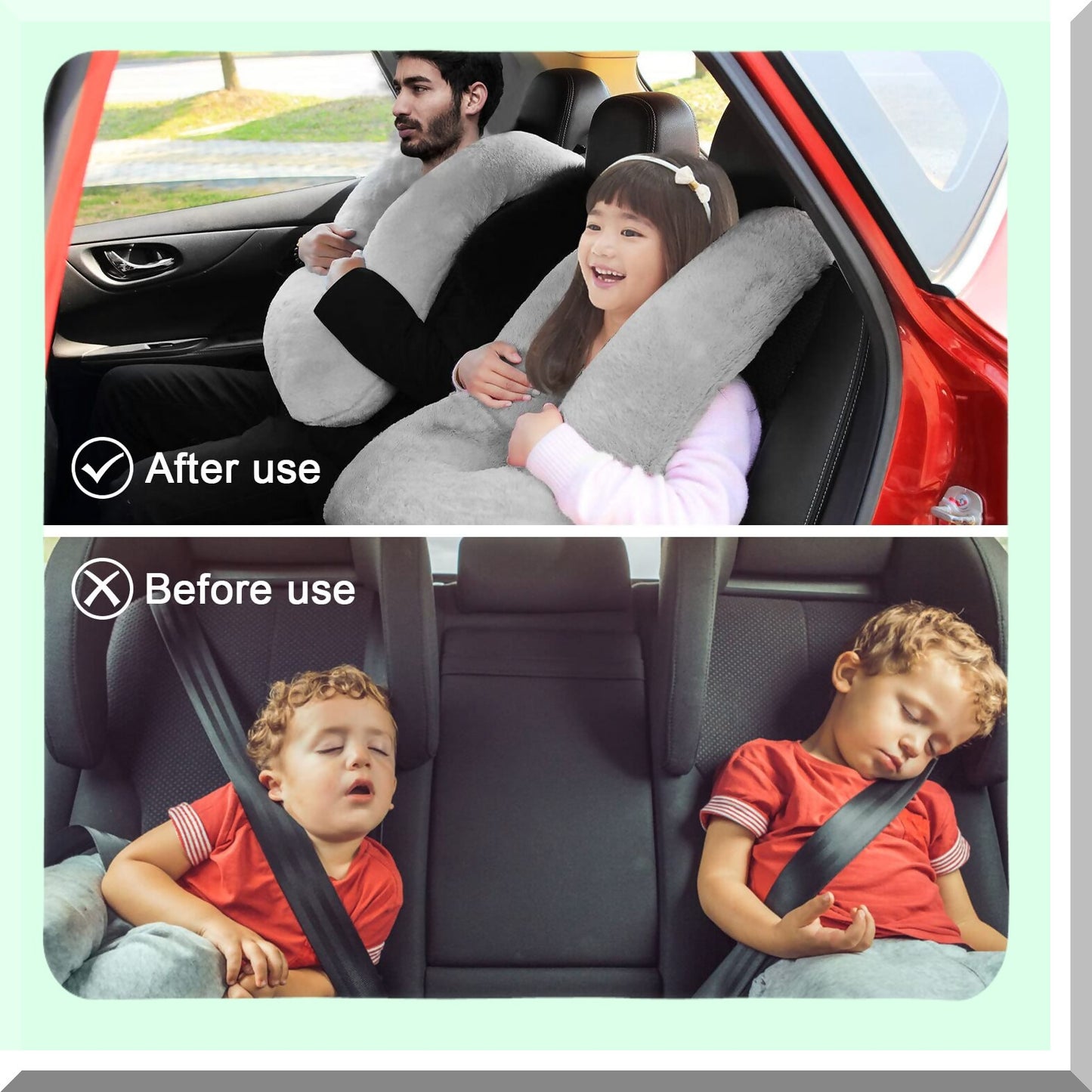 ComfortCradle Travel Pillow - Ultimate Support for Kids & Adults on Long Car Trips! U-Shaped Design, Removable Cover, Gray Color. Sleep in Style!