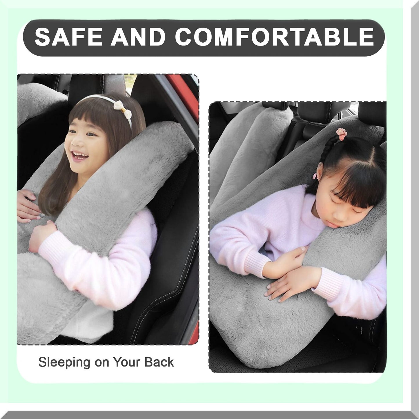 ComfortCradle Travel Pillow - Ultimate Support for Kids & Adults on Long Car Trips! U-Shaped Design, Removable Cover, Gray Color. Sleep in Style!