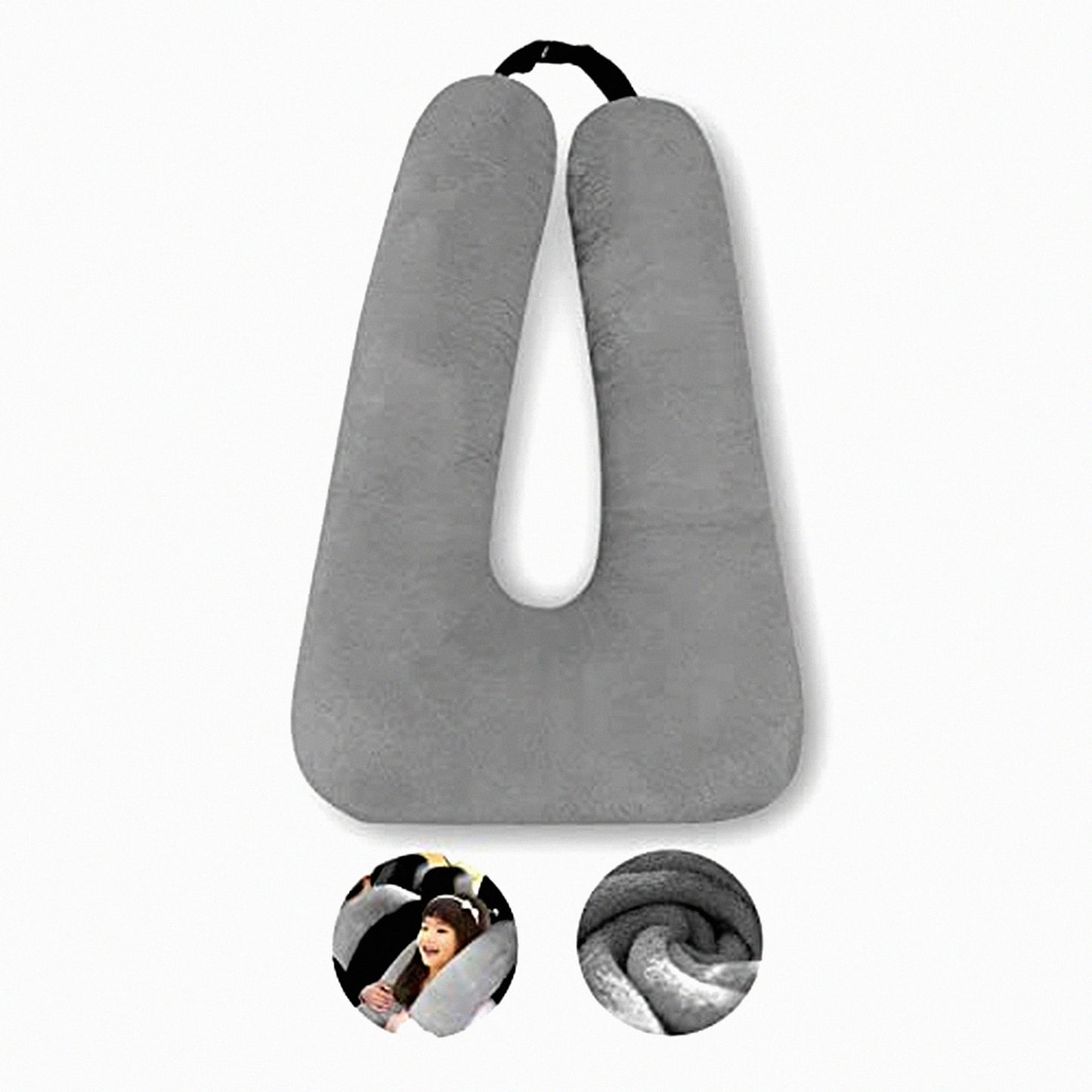 ComfortCradle Travel Pillow - Ultimate Support for Kids & Adults on Long Car Trips! U-Shaped Design, Removable Cover, Gray Color. Sleep in Style!