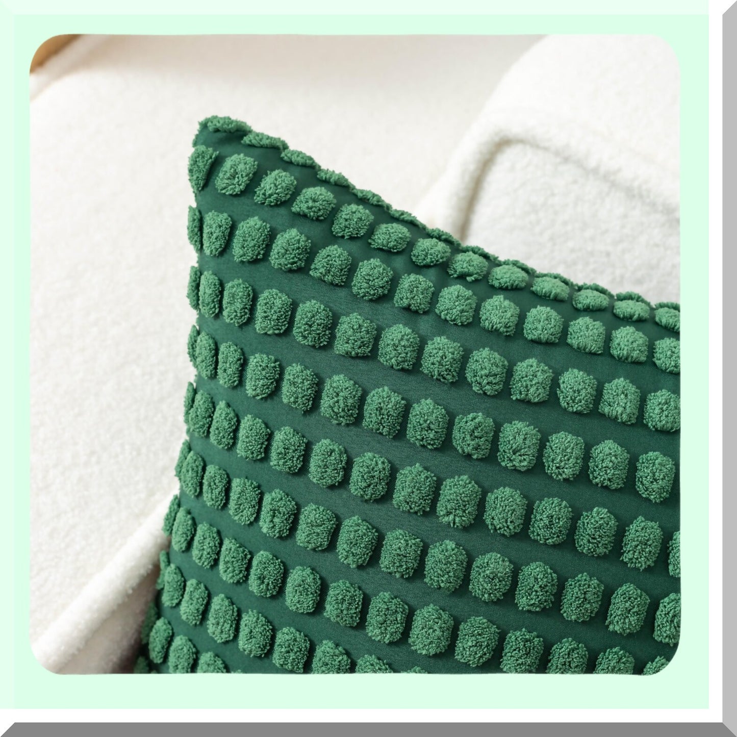Soft Corduroy Plush Pillow Covers - Set of 2 | Solid Granular Pattern Decorative Throw Cushion Covers | Boho Farmhouse Style for Couch Sofa Bedroom | Dark Green 18x18 Inch