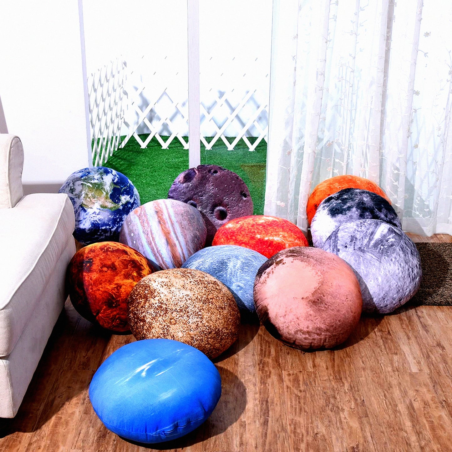 Galactic Love Pillow Set - Planetarium Cushion Covers for Outer Space Room Decor, Moon Throw Pillowcases for Kids, 11 Piece Space Pillows Case