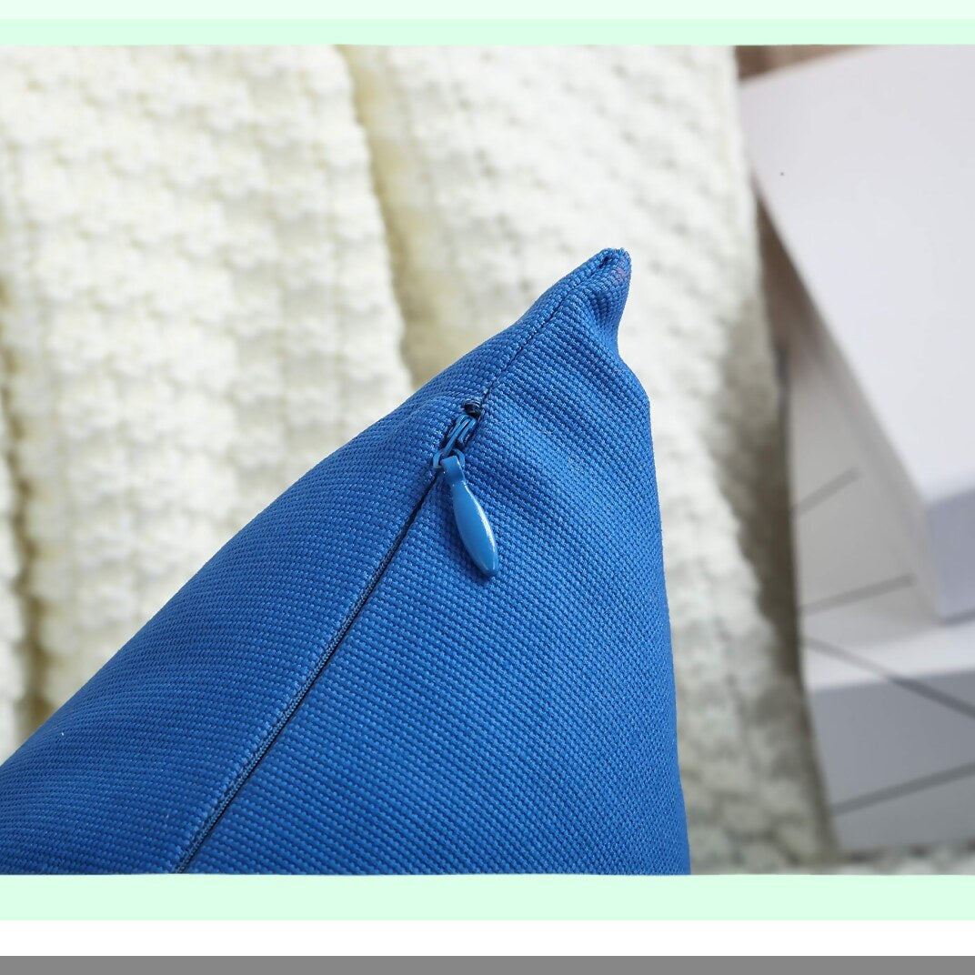 Colorful Cotton Canvas Pillow Covers - Set of 2, 18x18 Inches, Decorative Cushion Cases in Bright Royal Blue - 45 Color Options, Solid Design
