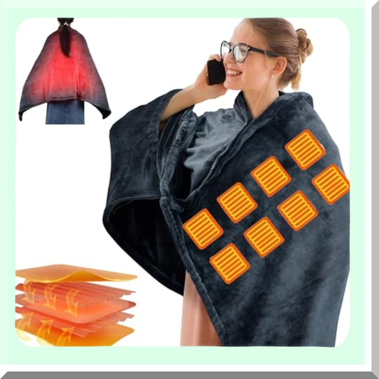 UltraSoft Electric Heated Throw - Fast Heating, 3 Levels, Overheat Protection, Machine Washable, Deep Blue