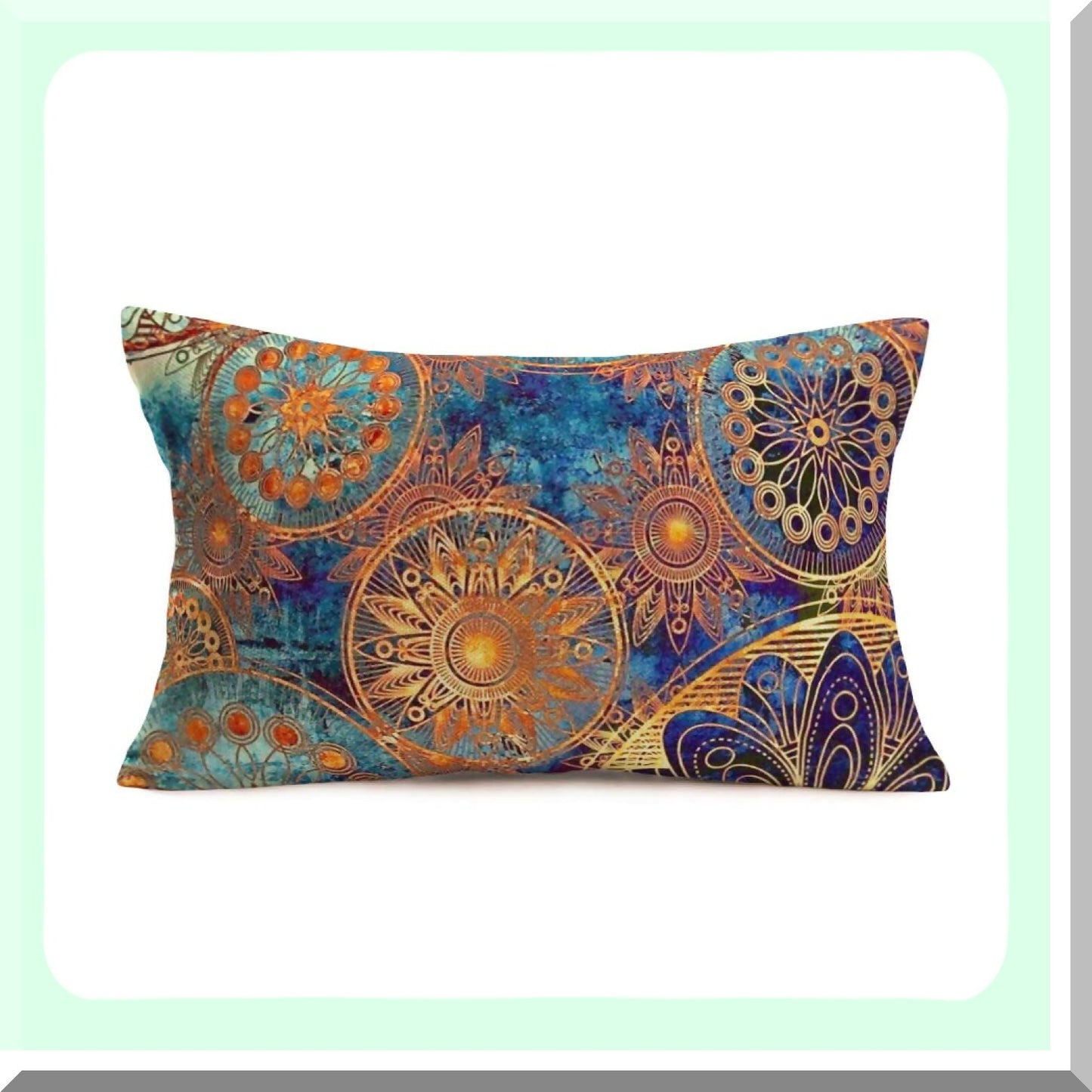 Retro Floral Bohemian Cushion Cover - Colorful Ethnic Style Throw Pillow Case for Home Sofa Bed Decor - Cotton Linen Decorative Oblong 12" x 20"