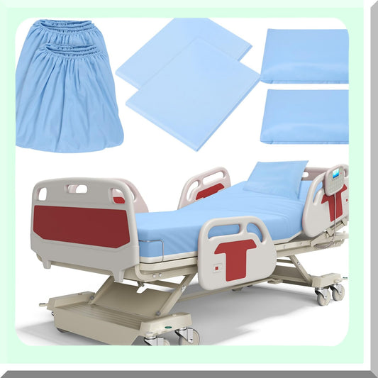 Hospital Comfort Collection - 6 Piece Fitted Bed Sheet Set | 36 x 84 x 14 | Elastic All Around | Blue | Home, Hotel, Hospital | Soft & Durable | Pillow Cases Included