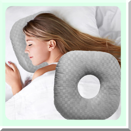 ComfortSleep Ear Relief Pillow - Side Sleeper CNH & Ear Pain Relief, Pressure Sores Prevention, Cotton Polyester O-Shaped Pillow with Ear Guard