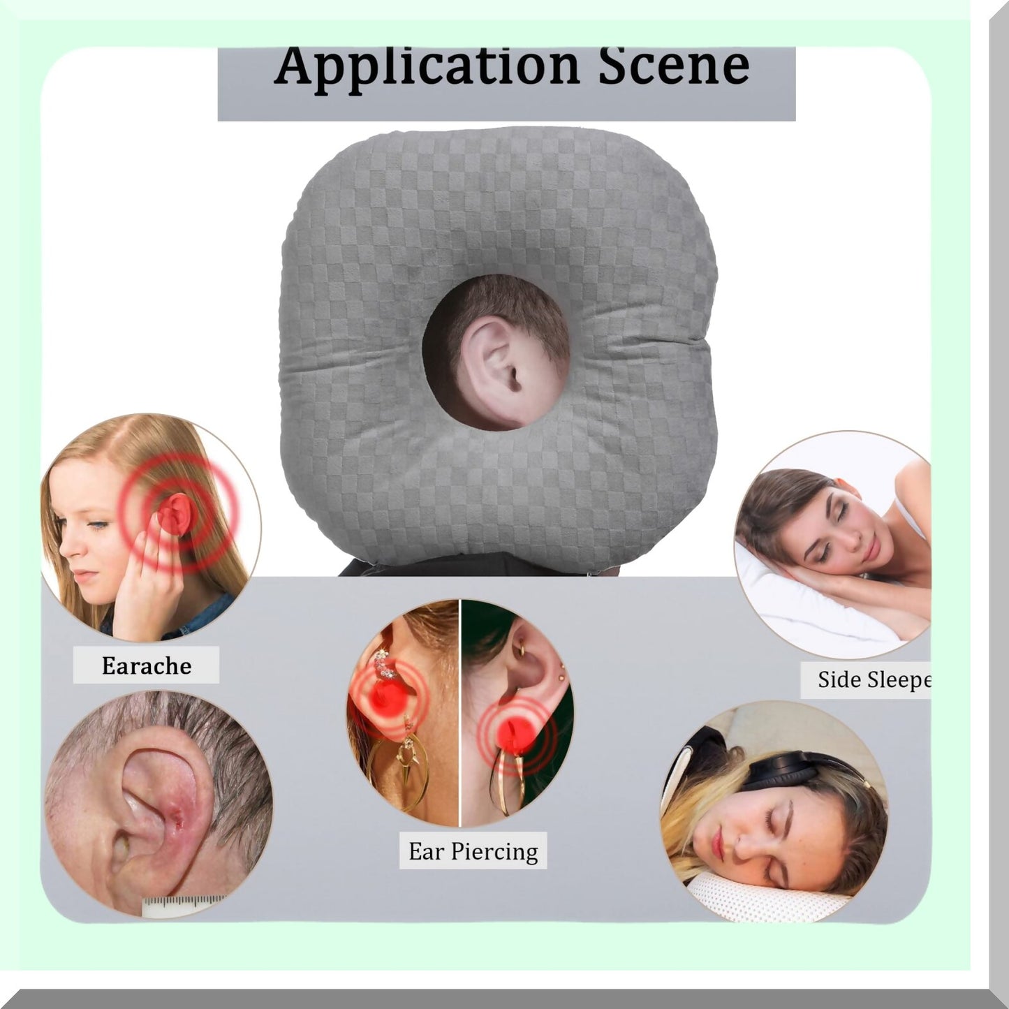 ComfortSleep Ear Relief Pillow - Side Sleeper CNH & Ear Pain Relief, Pressure Sores Prevention, Cotton Polyester O-Shaped Pillow with Ear Guard