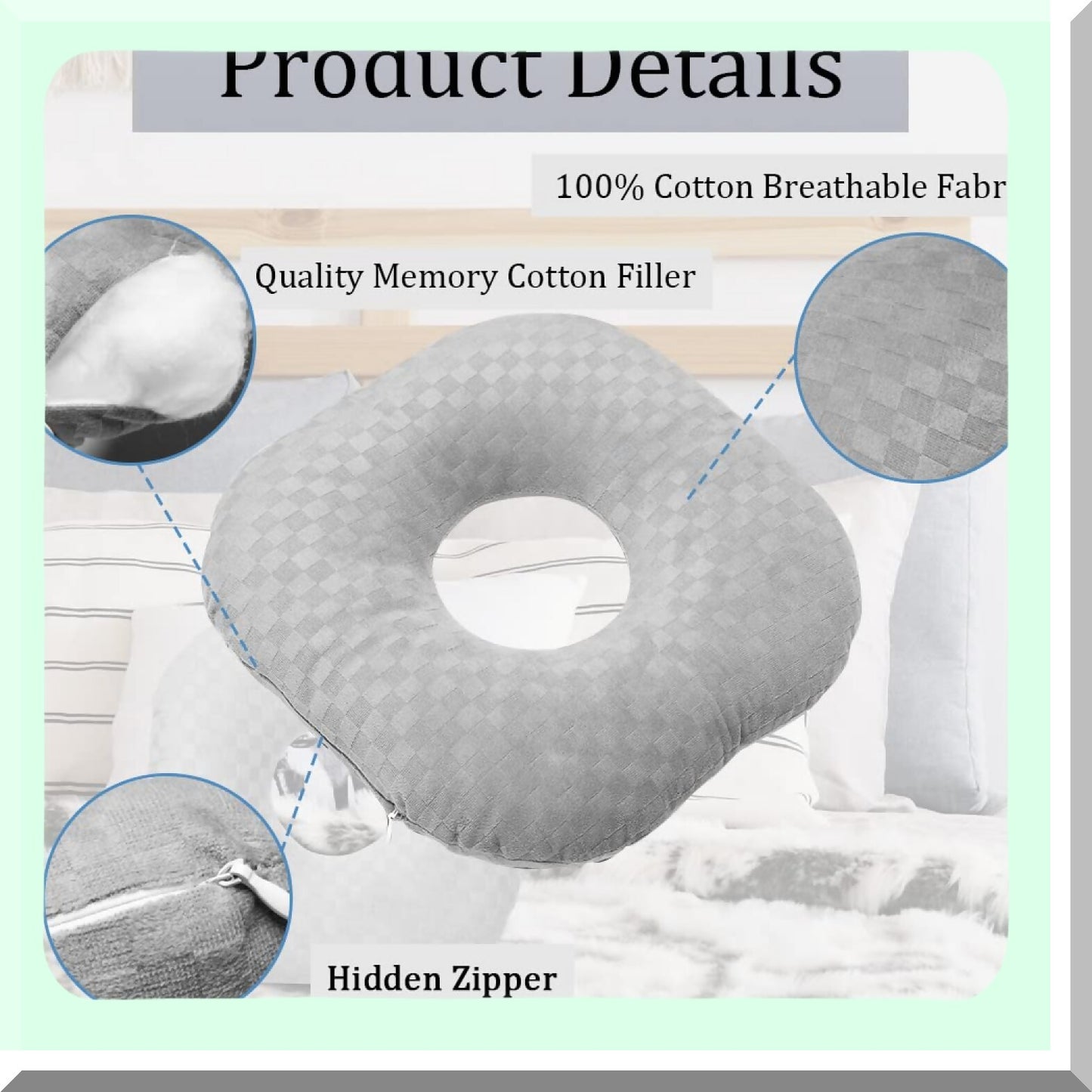 ComfortSleep Ear Relief Pillow - Side Sleeper CNH & Ear Pain Relief, Pressure Sores Prevention, Cotton Polyester O-Shaped Pillow with Ear Guard