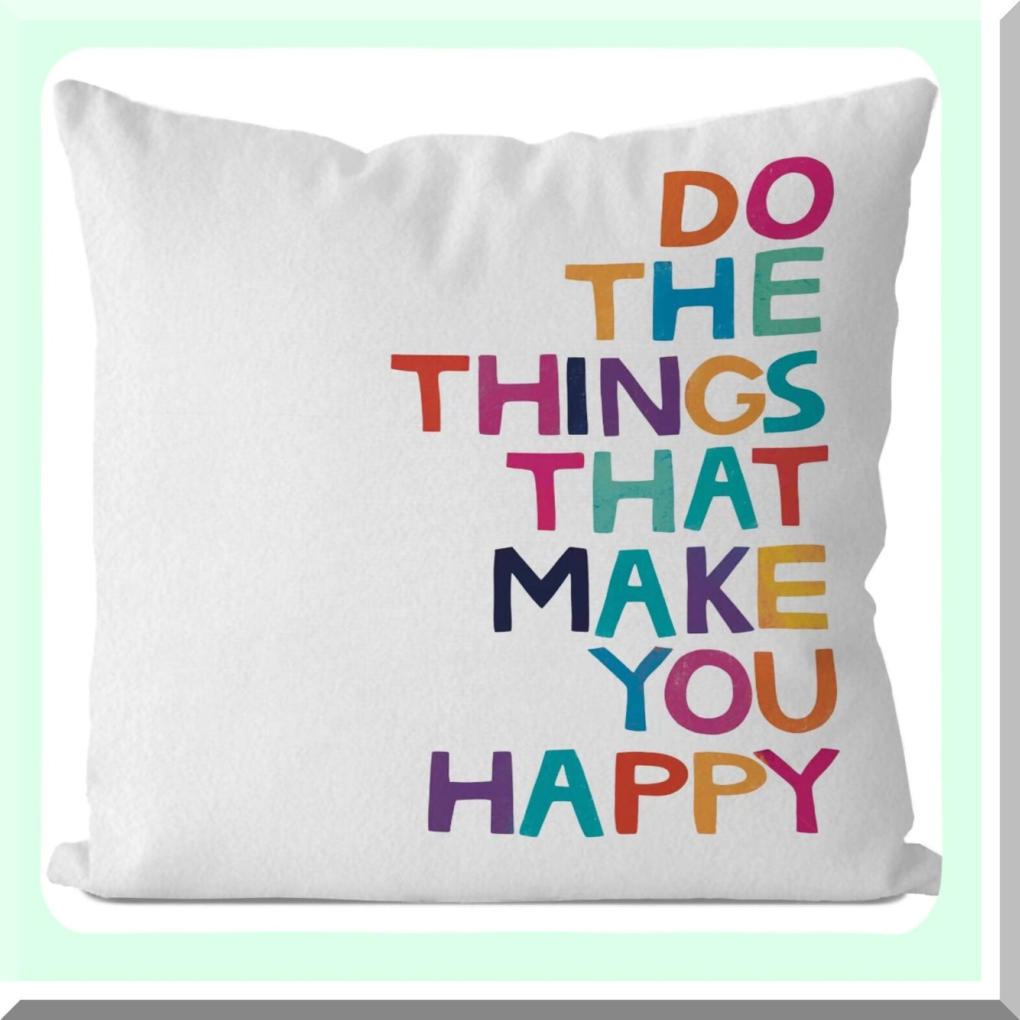 HappyVibes Inspirational Pillow Cover - 18x18 Decorative Case for Sofa & Couch Room. Spread positivity with this cozy throw pillow cover!