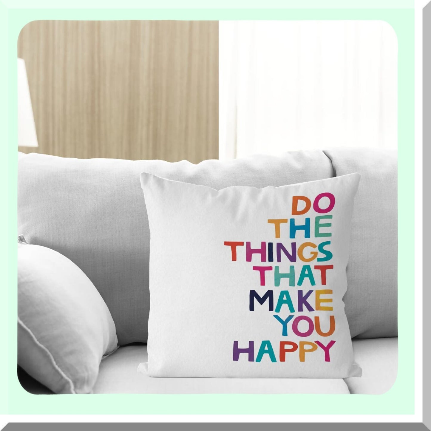 HappyVibes Inspirational Pillow Cover - 18x18 Decorative Case for Sofa & Couch Room. Spread positivity with this cozy throw pillow cover!