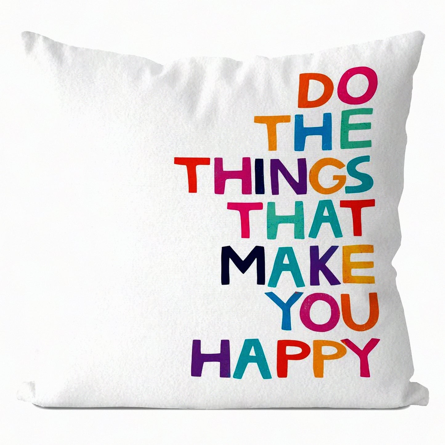 HappyVibes Inspirational Pillow Cover - 18x18 Decorative Case for Sofa & Couch Room. Spread positivity with this cozy throw pillow cover!