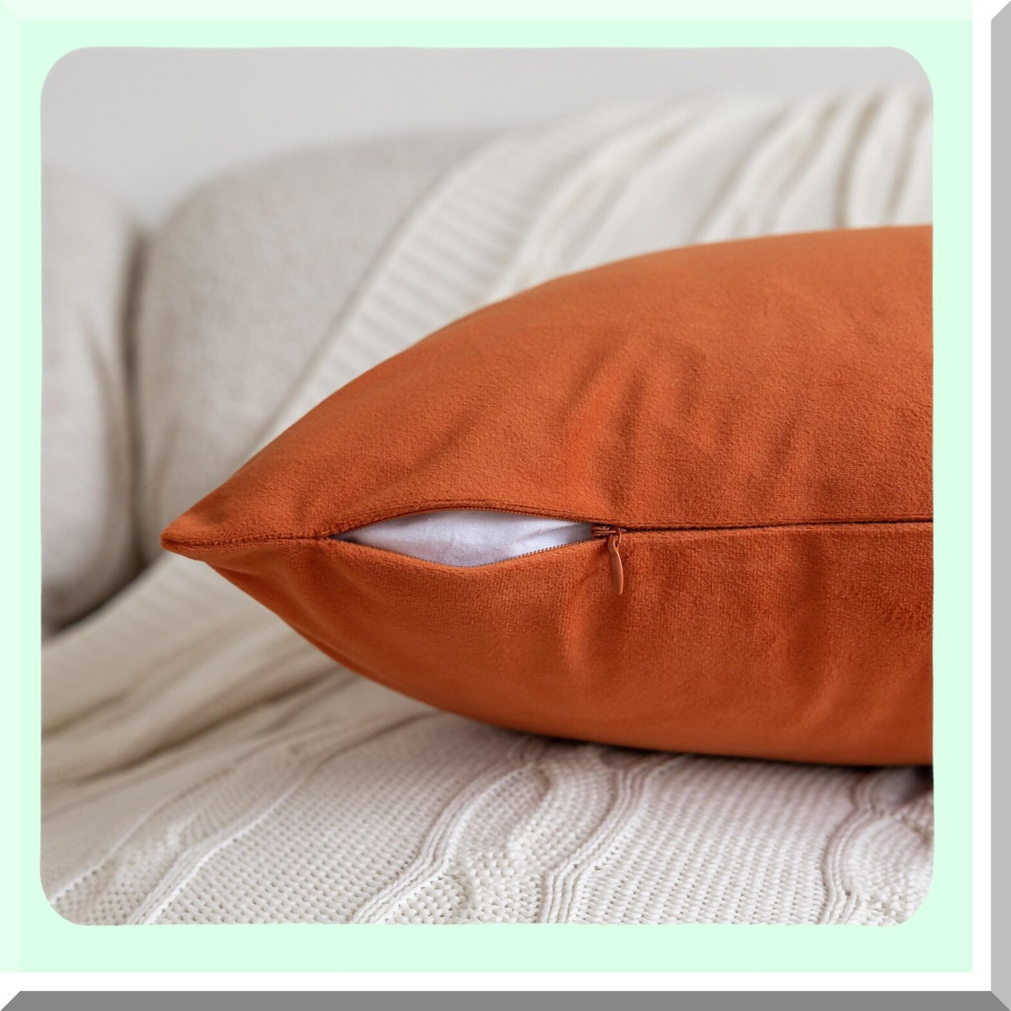 Velvet Burnt Orange Pillowcase Set - Soft Square Cushion Covers for Bedroom & Living Room Decor - 16x16 Throw Pillow Covers for Indoor & Outdoor