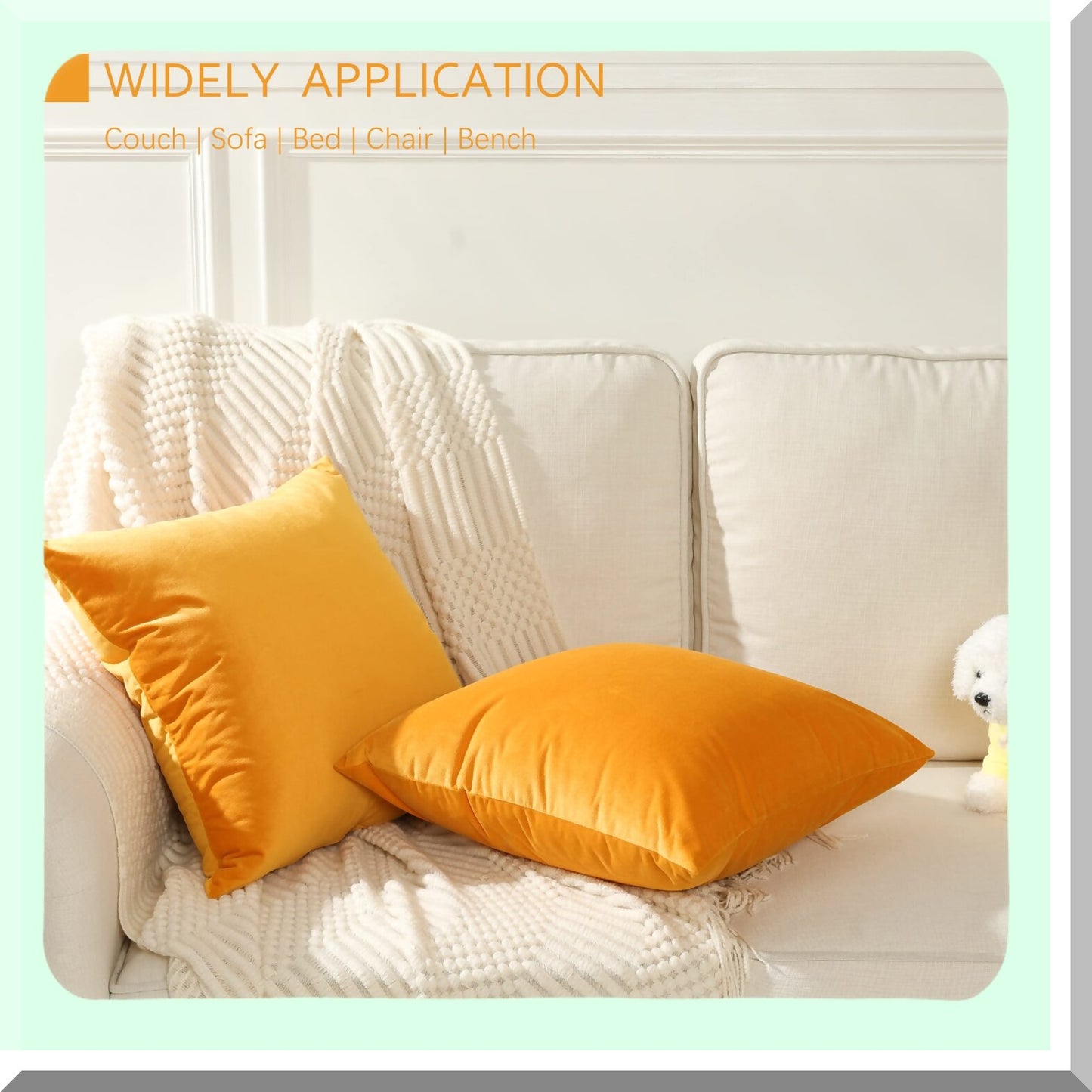 Gold Velvet Square Pillow Covers - Set of 2 | Decorative Cushion Covers for Bed, Couch, Sofa, Bench | 20 x 20 inch (50 x 50 cm) | Luxe Home Decor Essentials