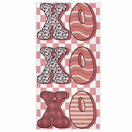 Pink XO Heart Hand Towels 16x30 in