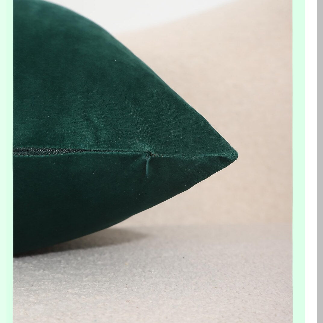 Emerald Luxe Velvet Pillowcase Set - Xmas Decorative Cushion Covers for Bedroom & Sofa - Dark Forest Green Throw Pillow Covers 18x18 - Home Decor