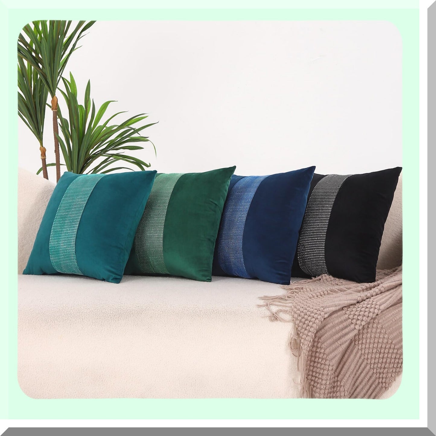 Emerald Luxe Velvet Pillowcase Set - Xmas Decorative Cushion Covers for Bedroom & Sofa - Dark Forest Green Throw Pillow Covers 18x18 - Home Decor