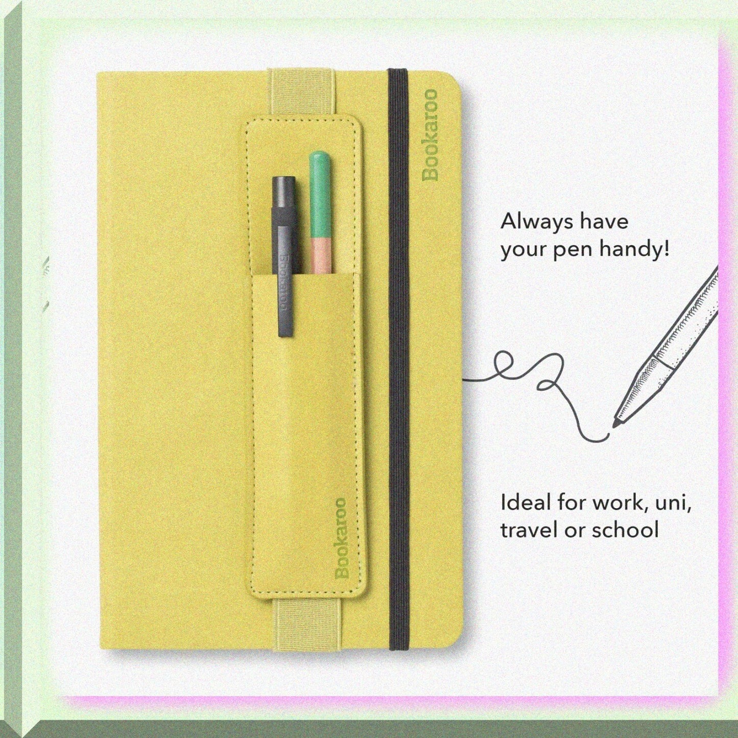 Bookaroo Pen Pouch Lime for A5 Notebooks