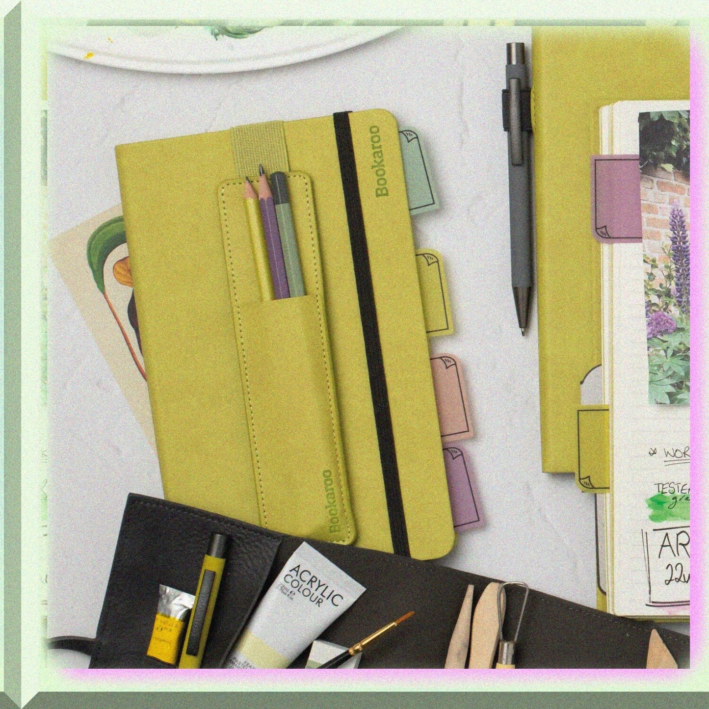 Bookaroo Pen Pouch Lime for A5 Notebooks