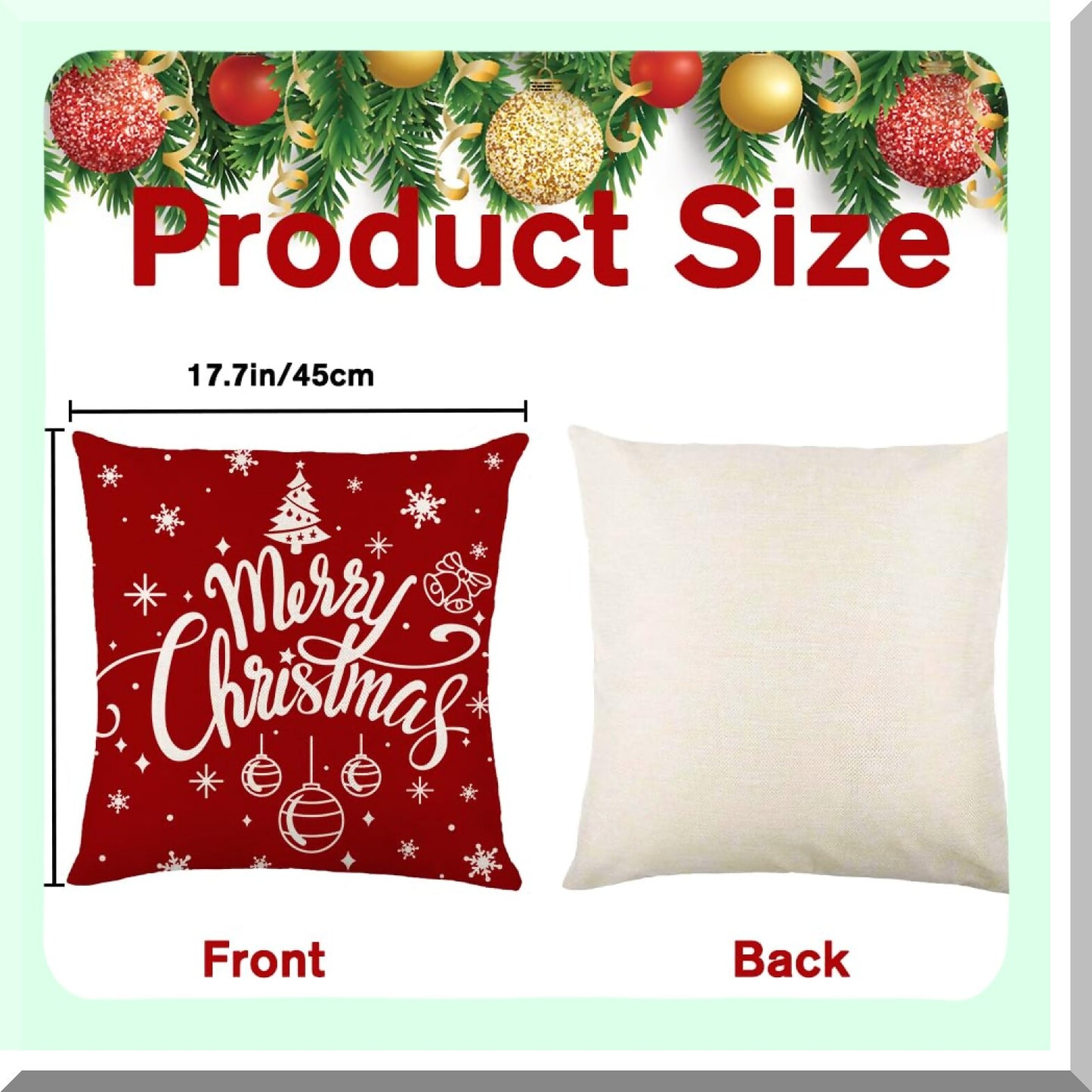 Winter Farmhouse Buffalo Plaid Pillow Covers - Set of 4, 18x18in Red Throw Cushion Cases for Home & Outdoor Decoration
