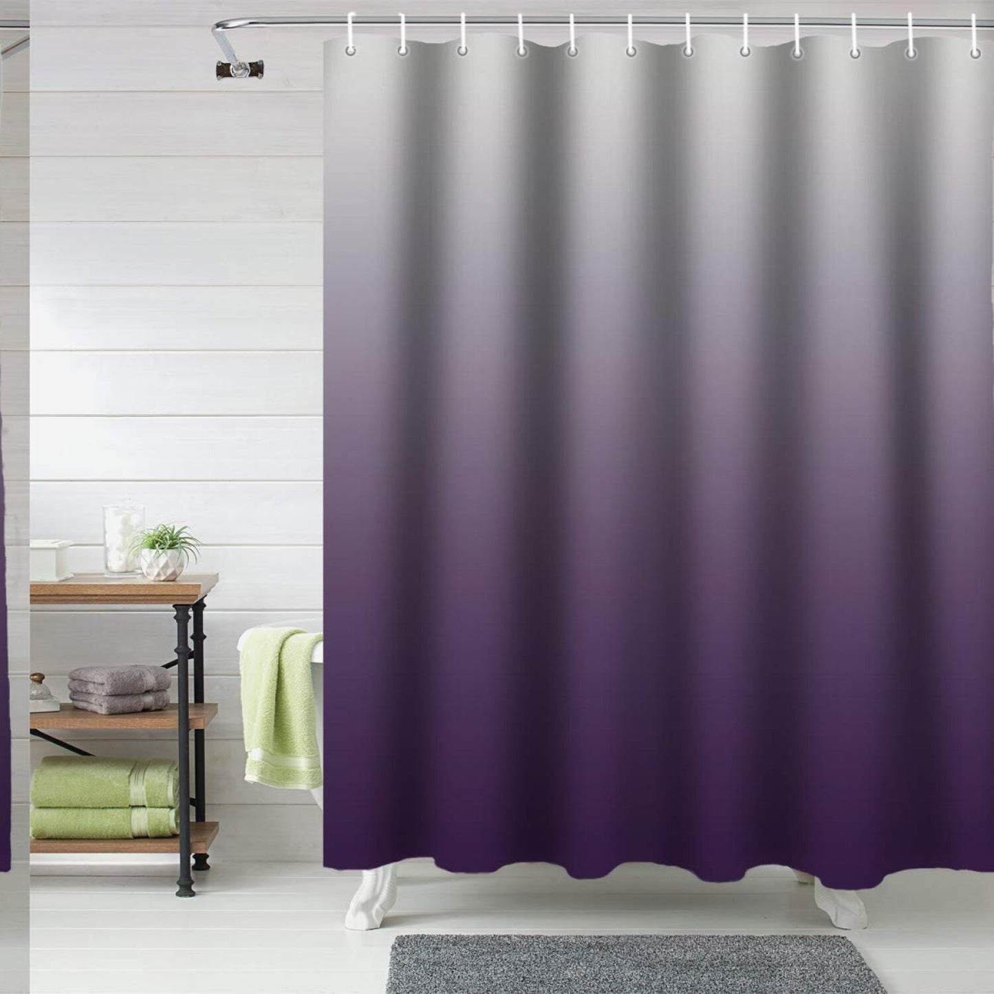 Fabric Shower Curtain 72x72 Ombre Lavender Purple Gray