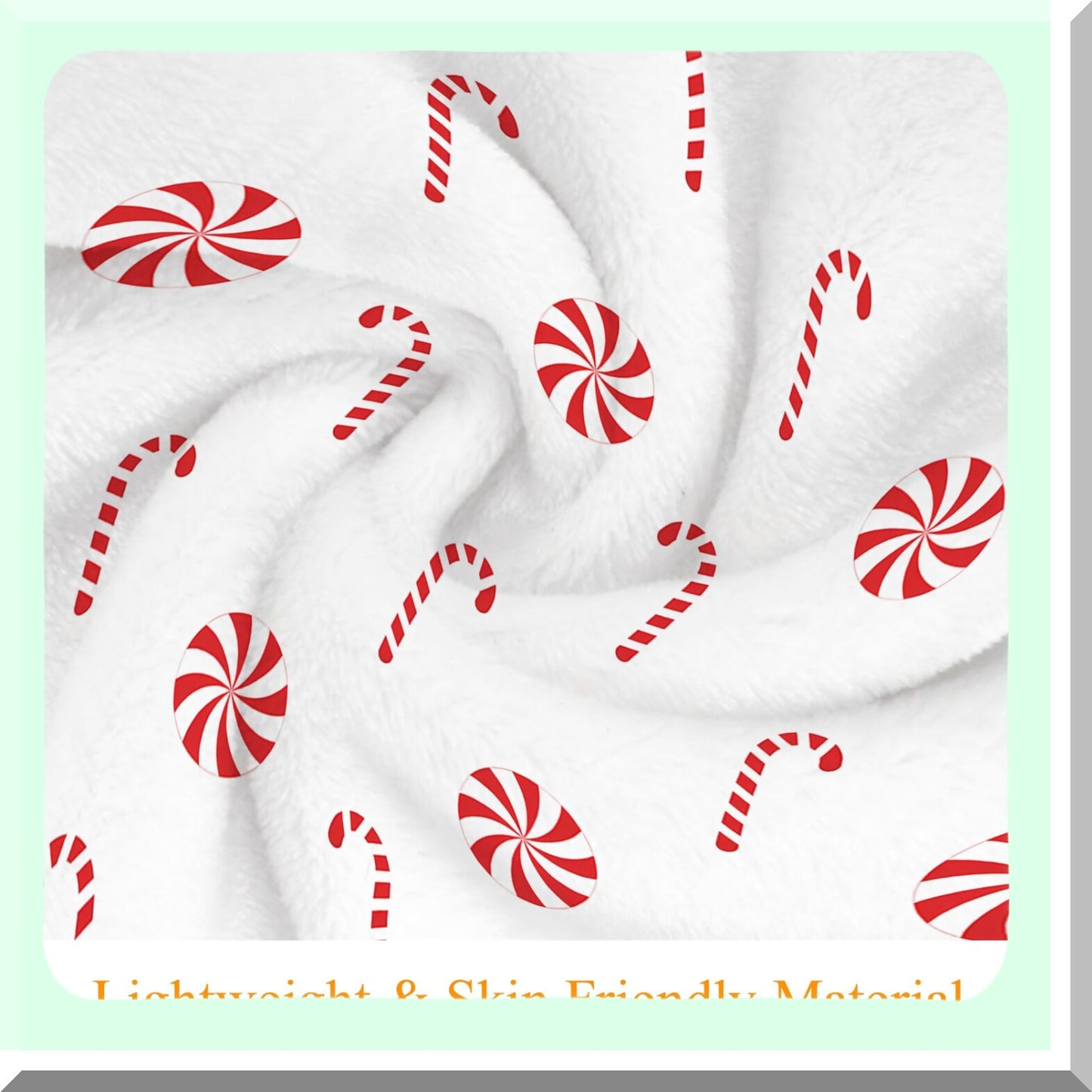 Candy Cane CozyFlannel Throw - Super Soft Holiday Blanket for Bed, Sofa, or Couch (50x60 Inch)