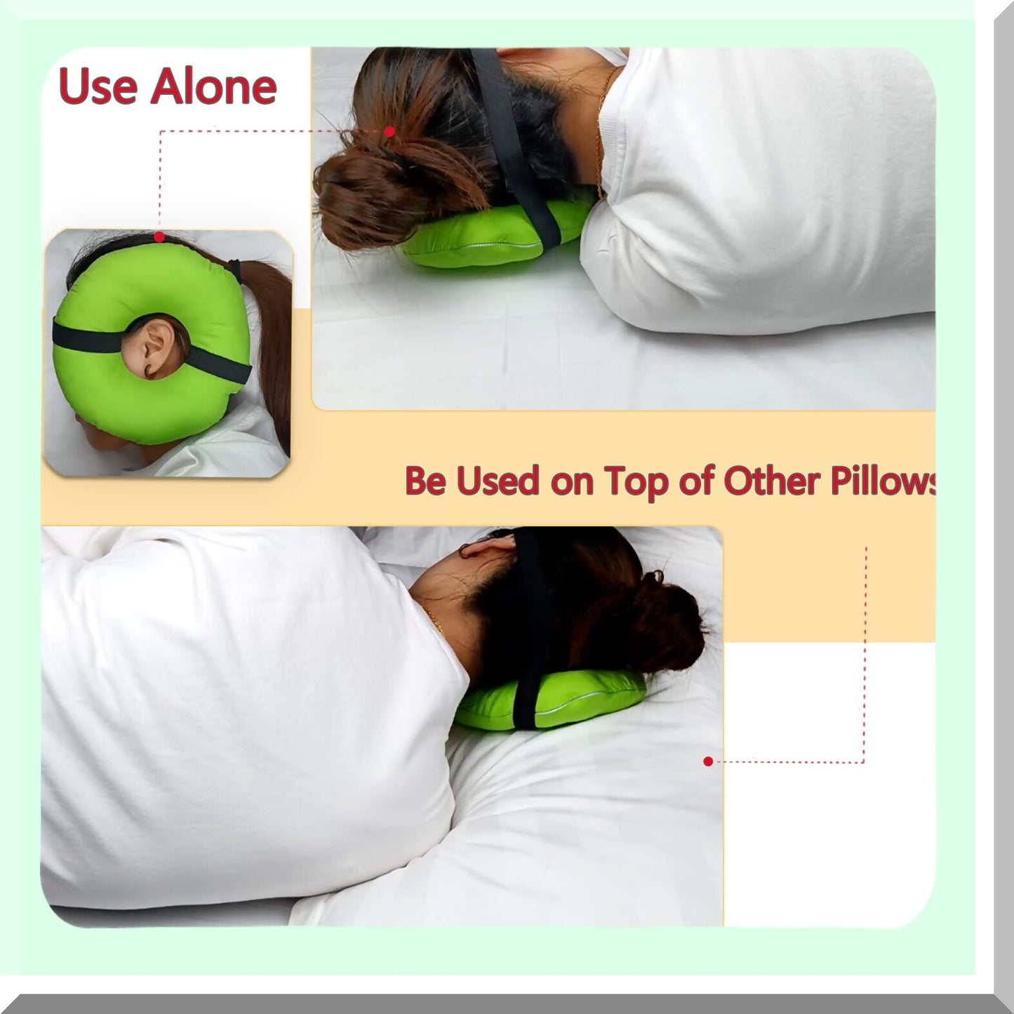 EarEase Comfort Pillow - Small Ear Pain Relief with Headband for CNH, Piercing, Inflammation, Pressure Sores. Side Sleeper Ear Guard Cushion.