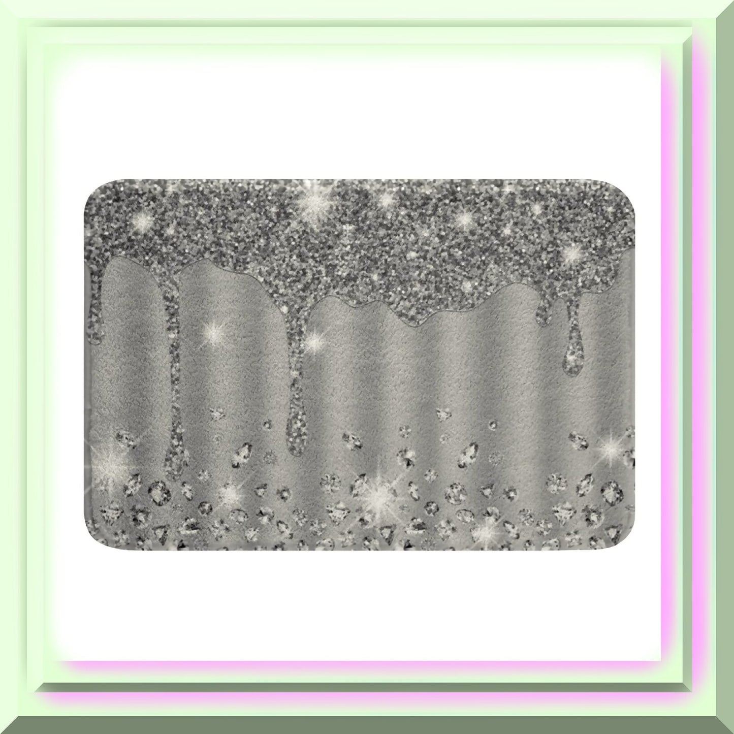 Silver Glitter Print Non Slip Bath Mat 16"x24"
